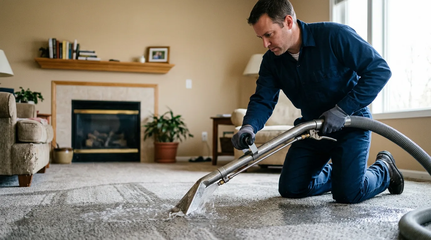 Water damage restoration technician working near Stow, OH